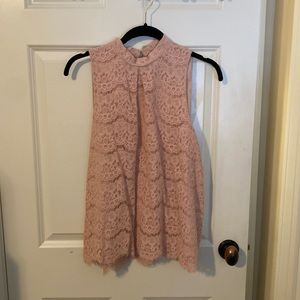 Lace sleeveless tank.  Pale pink.  Never worn!